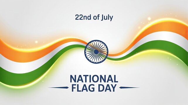 National Flag Day, Saffron, white, green waves swirl in patriotic flowing motion.