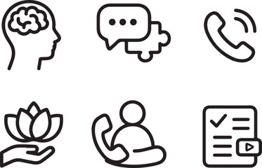 Mental health and support service icons