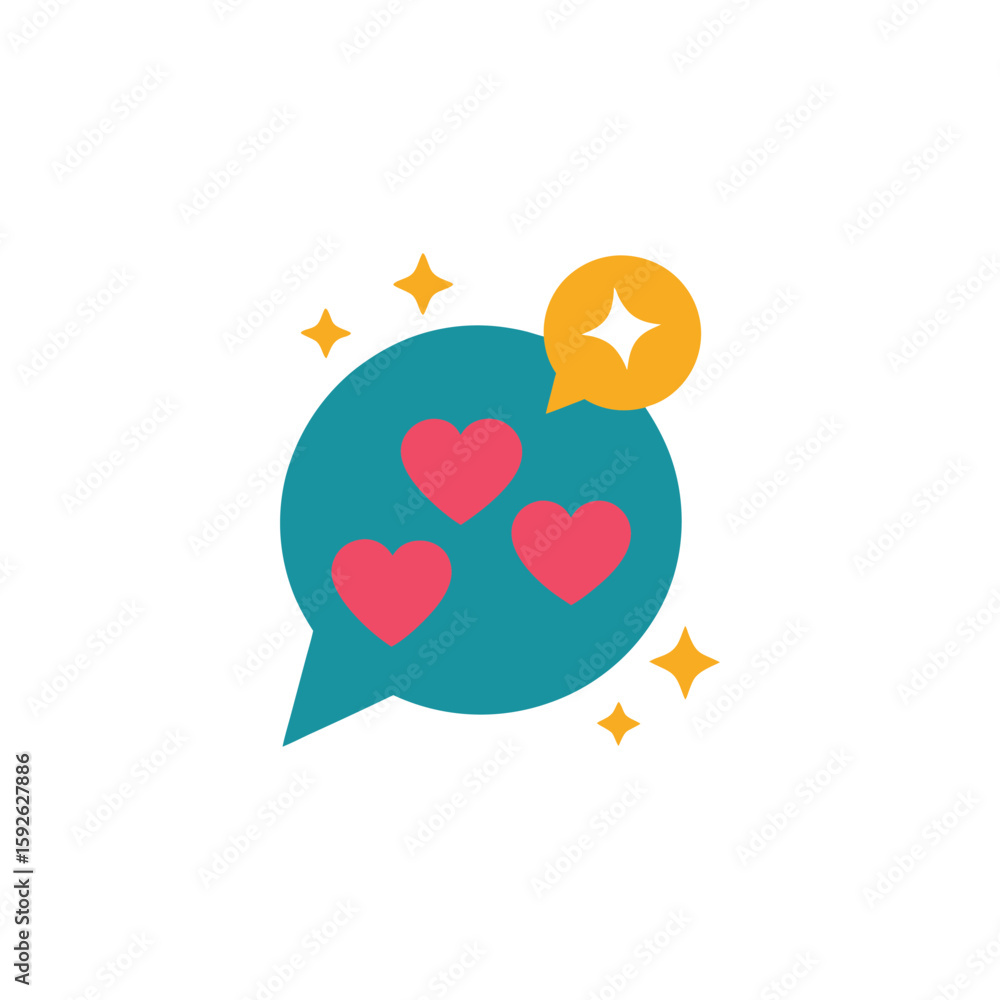 Poster vector art of headset with sound wave and speech bubble for communication
