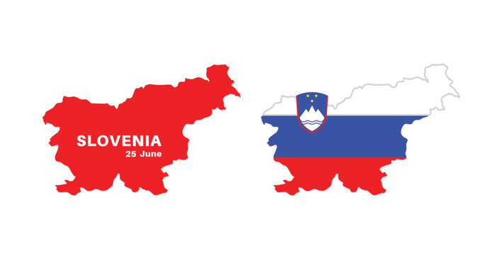 slovenia flag and map set. slovenia flag in official colors and proportions., map