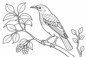 coloring page line art the bowerbird black vector
