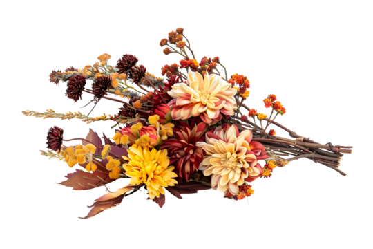 Autumnal flower bouquet dahlias and fall blooms