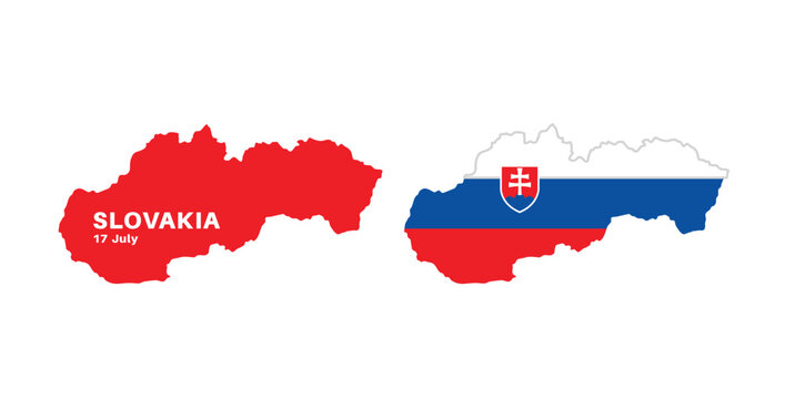  slovakia flag and map set. slovakia flag in official colors and proportions., map