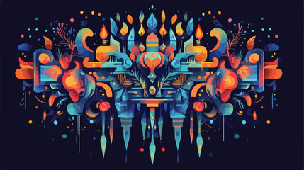 Festive Hanukkah lettering with Pyrinola design