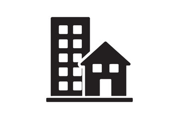Residential Complex icon silhouette vector with white background