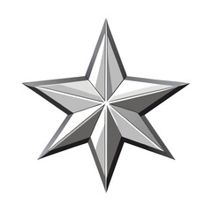 Obraz premium A brilliant sparkling star with a smooth metallic silver finish, shining brightly on a clean, isolated background.