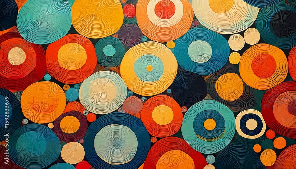 Aufkleber colorful abstract pattern of textured circles on a soft background creating a playful atmosphere
