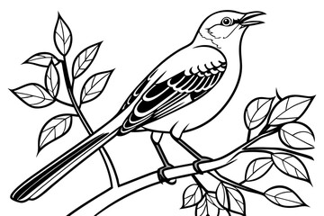 coloring page line art the mockingbird black vector