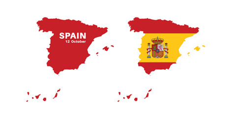  spain flag and map set. spain flag in official colors and proportions., map