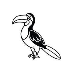 Obraz premium A hornbill line art silhouette vector illustration on white background