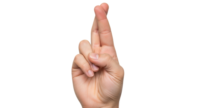 Isolated Fingers Crossed Hand Gesture