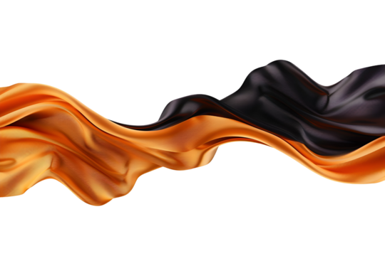 Abstract orange and black silk fabric flowing design