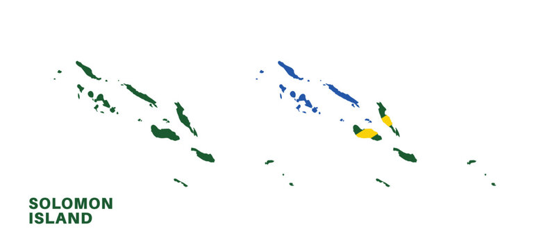  solomon island flag and map set. solomon island flag in official colors and proportions., map
