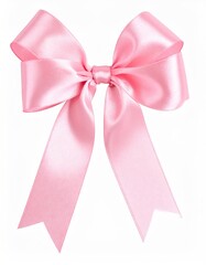 Pink satin ribbon bow, isolated