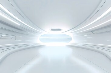白幾何学的な内部空間デザイン トンネル 未来的な建築 光沢のある近代的な背景
