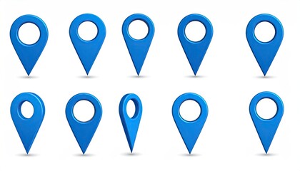 Collection of blue location markers