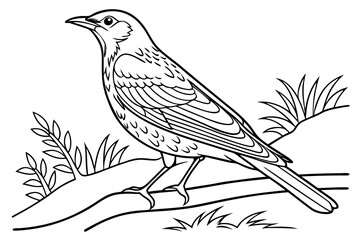 coloring page line art the thrush black vector
