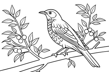 coloring page line art the thrush black vector