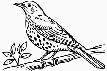 coloring page line art the thrush black vector