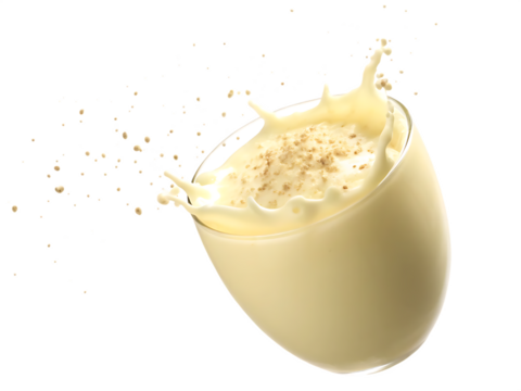 a splash of eggnog isolated on white background PNG,AI GENERATED