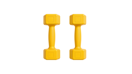 Two yellow square dumbbells isolated on transparent background png