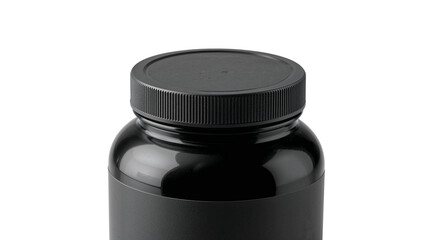 Black supplement jar with screw lid isolated on transparent background png