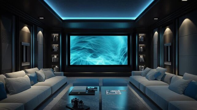 Luxury Home Cinema: Immerse yourself in the ultimate entertainment experience within a luxurious home cinema, complete with ambient lighting and plush seating.