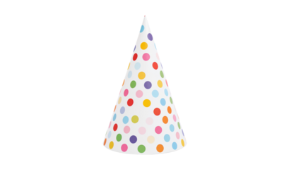 Colorful polka dot party hat cone isolated on transparent background png
