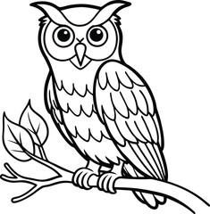 Charming owl perched on a tree branch coloring page design