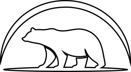 Simple bear outline vector icon, ideal for wildlife logos, nature badges, minimalist tattoos, and outdoor branding.