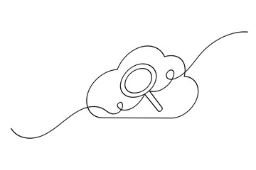 Obraz premium Search icon continuous one line drawing and minimalist style isolate outline illustration