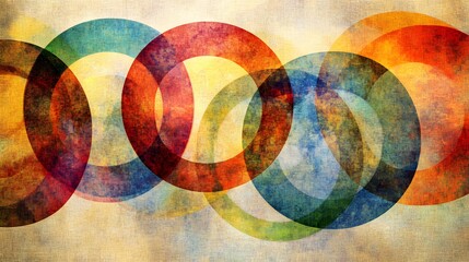 Fototapeta premium Abstract Interlocking Circles Vintage Texture Background