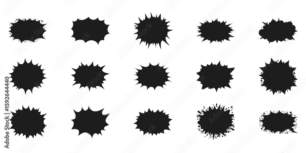 Poster comic speech bubble shapes set. dynamic expression elements for pop art design. isolated vector illu