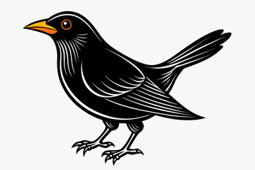 coloring page line art the blackbird black vector