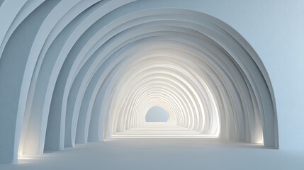 Obraz premium White arched tunnel, light at end