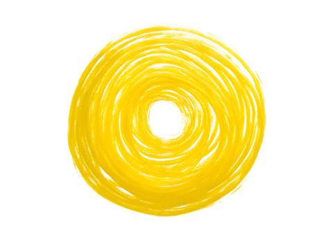 yellow circle paint brush stroke artistic isolated on white background PNG,AI GENERATED