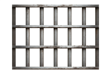 prison iron bars isolated on white background PNG,AI GENERATED