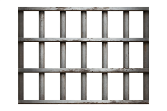  prison iron bars isolated on white background PNG,AI GENERATED