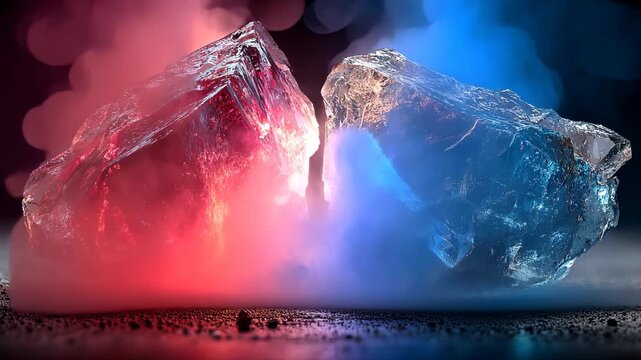 Fiery ruby and sapphire ice clash