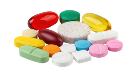 Isolated Pile of Pills and Tablets