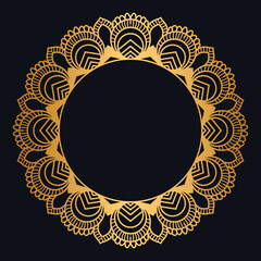 Luxury Golden Pattern Circle Islamic Mandala Wedding Frame Border	
