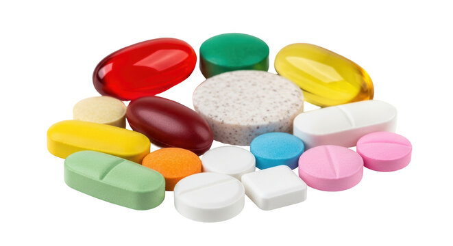 Isolated Pile of Pills and Tablets - Powered by Adobe