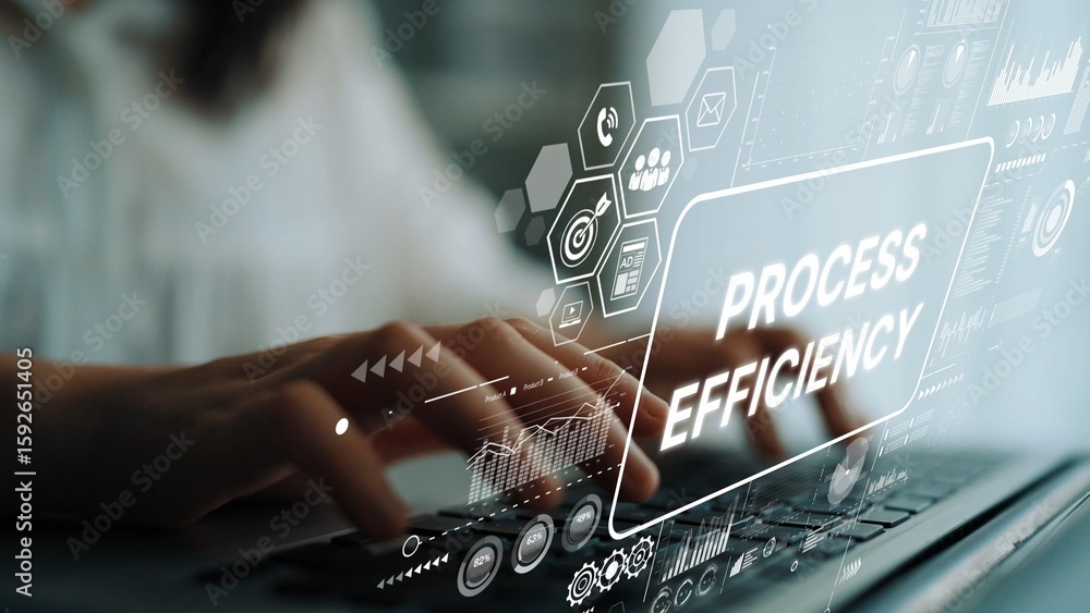 Poster enhancing process efficiency through technology and digital transformation in business operations. a