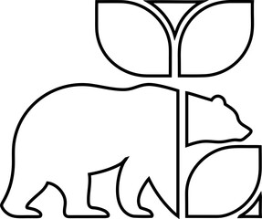 Clean bear line art icon in vector style, perfect for forest-themed designs, hiking graphics, and animal emblems.