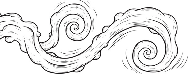 Fototapeta premium A stylized, swirling illustration depicts a flowing, cloud-like element with spiral details.