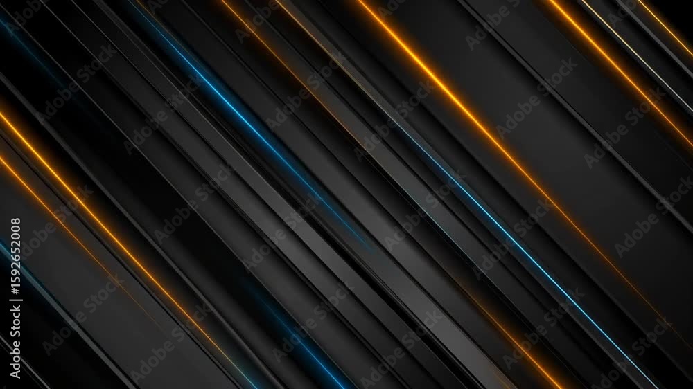 Poster abstract geometric design with diagonal glowing lines in dark background