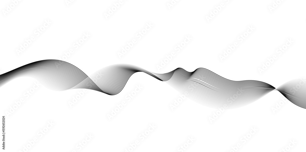 Aufkleber abstract grey wave lines on transparent background. grey wave swirl, frequency sound wave,twisted cu