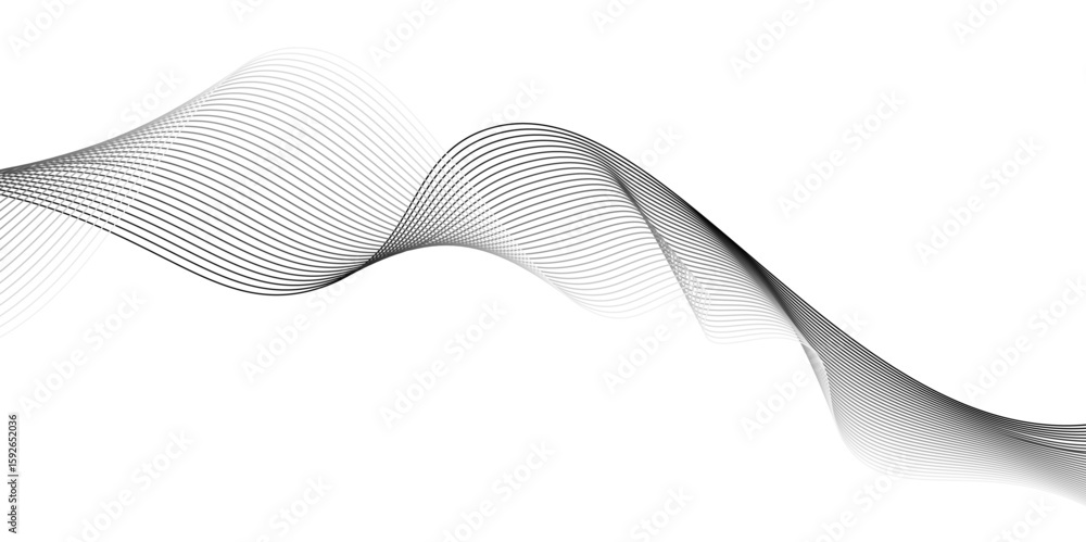 Aufkleber abstract grey wave lines on transparent background. grey wave swirl, frequency sound wave,twisted cu