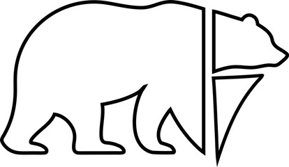 Bear contour vector icon in line art style, perfect for nature apps, survival branding, and outdoor label designs.