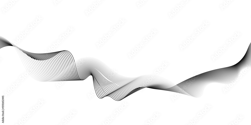 Aufkleber abstract grey wave lines on transparent background. grey wave swirl, frequency sound wave,twisted cu
